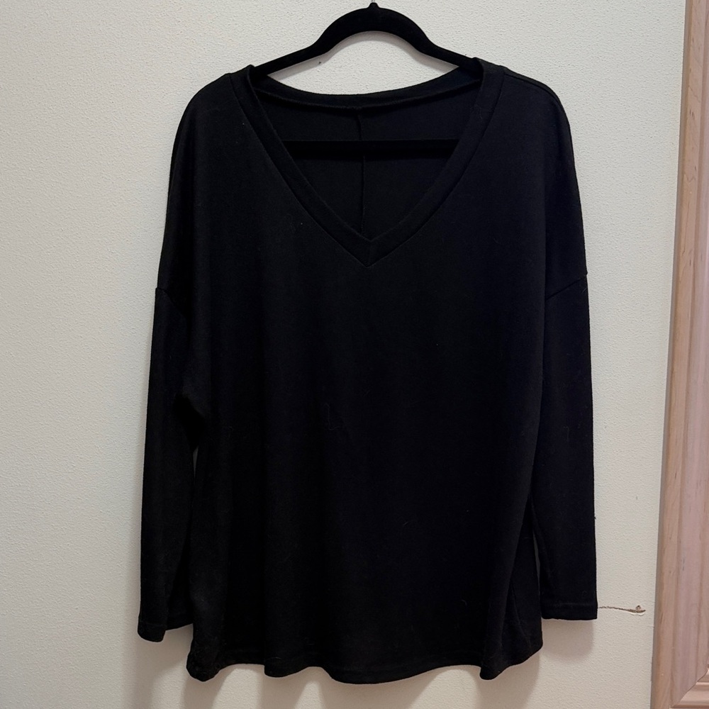 Classic Black V-Neck Women's Top